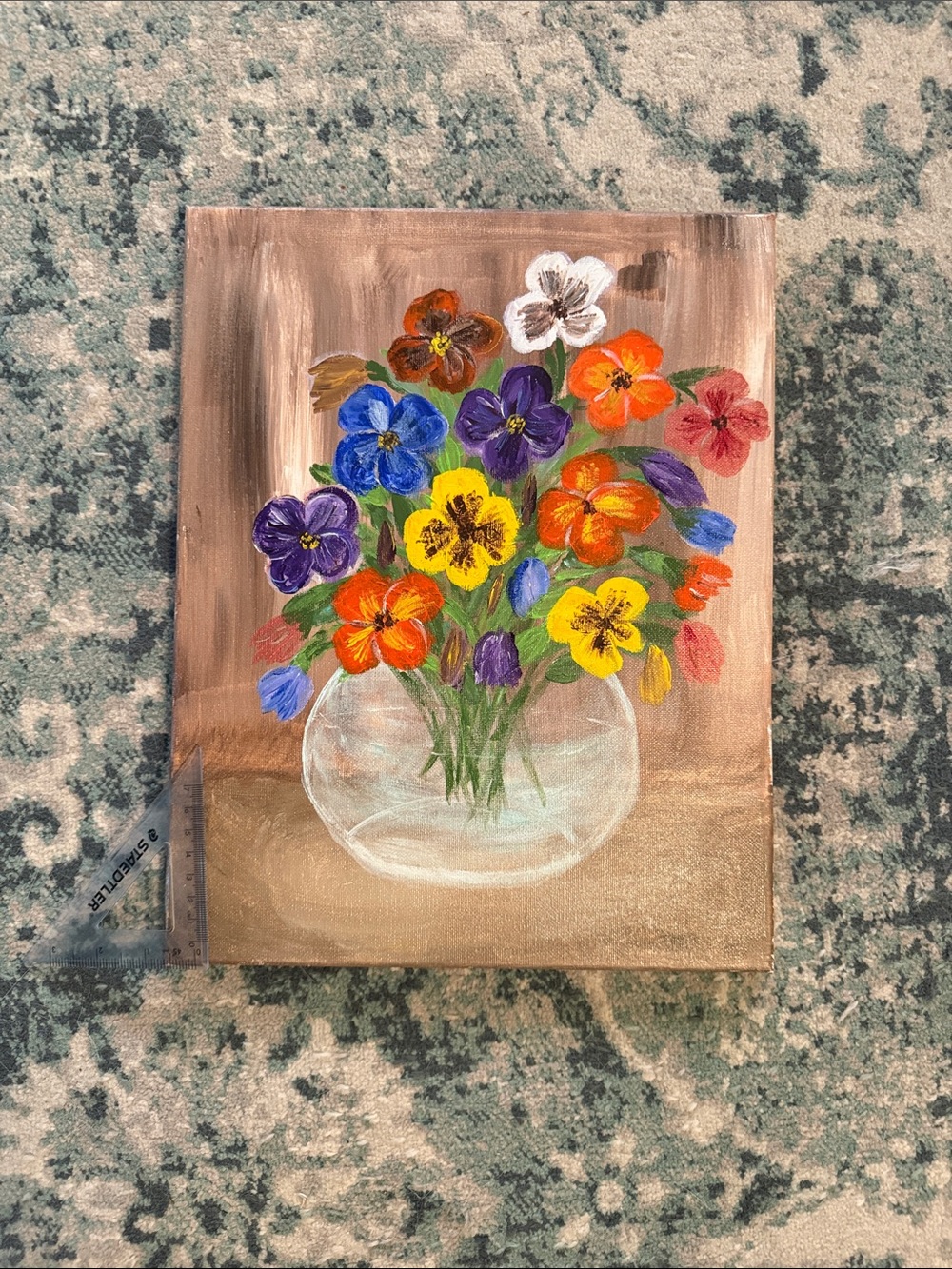 Colorful Pansy Bouquet Painting — original, hand-painted, acrylics